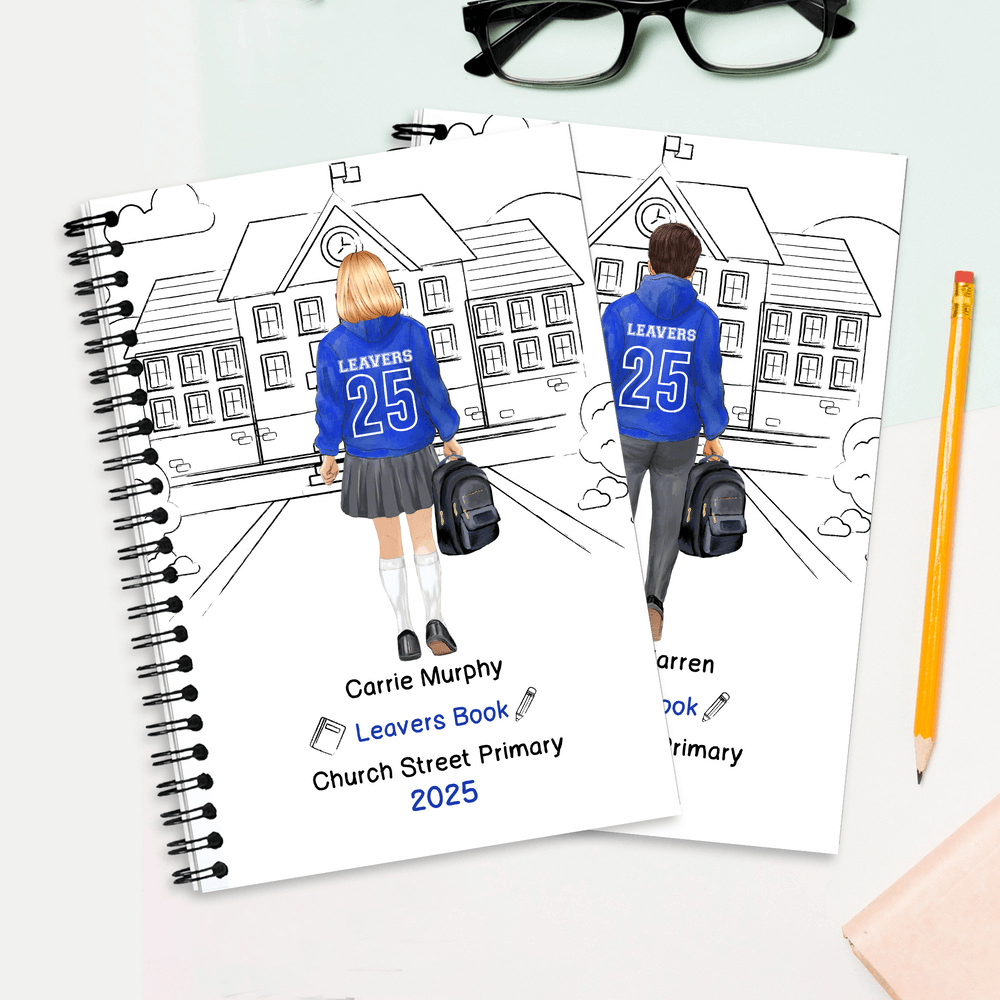 Customizable Leavers Book – Personalized Yearbook with Name, Year, School & Custom Character Illustration, Graduation Memory Gift for Students