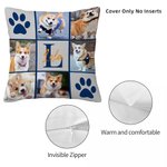 Personalizzato Multicolore Paw Print Pet Photos Soft Throw Pillow Cover with Name and Initial Home Decor Birthday Gift for Pet Lovers Owners (Regalo di compleanno per gli amanti degli animali domestic