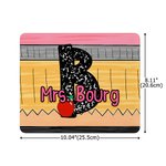 Personalized Pencil Apple Paper Teacher Theme Mouse Pad with Initial and Text Back to School Teacher's Day Appreciation Gift for Teacher