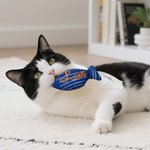 Personalised Fish Shape Embroidered Name Cat Toy with Catnip and Braided Rope Tassels Cat Birthday Adoption Anniversary Gift for Cat Owner Lover