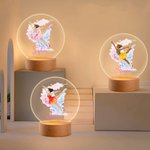 Henkilökohtainen sarjakuva Skate Girl Birth Flower Akryyli LED yövalo puinen pohja ja nimi huoneen sisustus syntymäpäivälahja Skate Lover Girlille syntymäpäivälahja