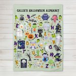 Personalized Funny Halloween Alphabet Soft Throw Blanket with Name Home Decor Educated Halloween Gift for Baby Toddlers
