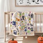 Personalized Funny Halloween Alphabet Soft Throw Blanket with Name Home Decor Educated Halloween Gift for Baby Toddlers
