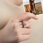 Personalised Horse Silhouette Ring with Name Dainty Jewellery Birthday Anniversary Gift for Horse Lovers Equestrians