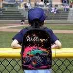 Mochila personalizada de acuarela con dibujos de camiones Bolsa de almuerzo Estuche con nombre Regalo de cumpleaños de vuelta al cole para niños Niñas Estudiantes