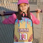 Personalized Ice Cream Dripping Baseball Sports Backpack Lunch Bag Pencil Case Set with Name and Number Back to School Gift for Kids Students