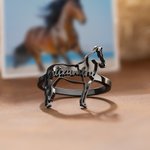 Personalised Horse Silhouette Ring with Name Dainty Jewellery Birthday Anniversary Gift for Horse Lovers Equestrians