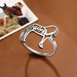Personalised Horse Silhouette Ring with Name Dainty Jewellery Birthday Anniversary Gift for Horse Lovers Equestrians
