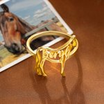 Personalised Horse Silhouette Ring with Name Dainty Jewellery Birthday Anniversary Gift for Horse Lovers Equestrians