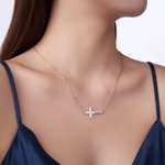 Personalized Cross Necklace with Engraved Text Dainty Jewellery Birthday Anniversary Baptism 1st Communion Gift for Christian Women