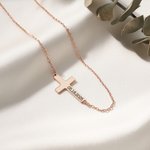 Personalized Cross Necklace with Engraved Text Dainty Jewellery Birthday Anniversary Baptism 1st Communion Gift for Christian Women