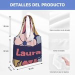 Bolsa de lona personalizada con diseño de flor danesa y nombre de gran capacidad regalo de aniversario y cumpleaños para mujeres