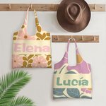 Bolsa de lona personalizada con diseño de flor danesa y nombre de gran capacidad regalo de aniversario y cumpleaños para mujeres
