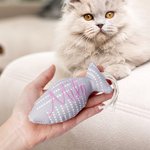 Personalised Fish Shape Embroidered Name Cat Toy with Catnip and Braided Rope Tassels Cat Birthday Adoption Anniversary Gift for Cat Owner Lover