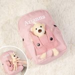 Zainetto da scuola personalizzato con orsacchiotto removibile e nome ricamato regalo perfetto per rientro a scuola per bambini