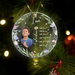 Ornement personnalisé en acrylique avec photo de naissance et nom Décoration de l'arbre Noël Anniversaire Cadeau pour la famille Ami