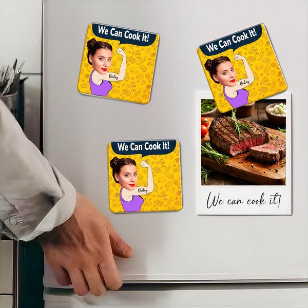 Personalized We Can Cook It Funny Face Photo Acrylic Fridge Magnet with Name Home Decor  Birthday Gift for Cooking Enthusiasts