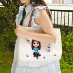 Bolso tote de lona personalizada con diseño de flor de nacimiento en 3D y asa de cuero regalo de cumpleaños para chicas y mujeres