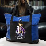 Personalized Hip Hop Bear Birthstone Large Capacity Tote Bag with Name Birthday Gift for Black Queen Hip-Hop Lovers