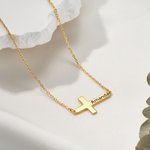 Personalized Cross Necklace with Engraved Text Dainty Jewellery Birthday Anniversary Baptism 1st Communion Gift for Christian Women