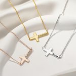 Personalized Cross Necklace with Engraved Text Dainty Jewellery Birthday Anniversary Baptism 1st Communion Gift for Christian Women