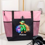 Personalized Hip Hop Bear Birthstone Large Capacity Tote Bag with Name Birthday Gift for Black Queen Hip-Hop Lovers