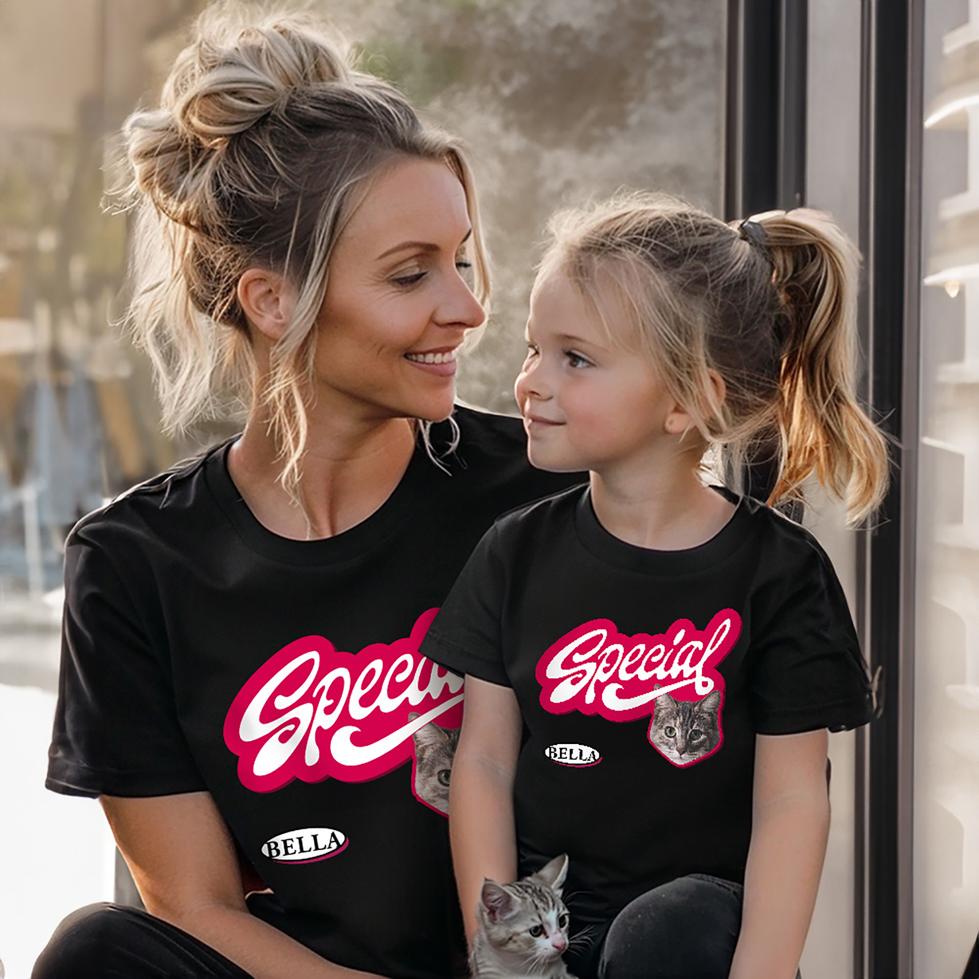 Personnalisé Multicolore Spécial Chat Chien Photo Design Soft T-shirt Sweatshirt Hoodie avec Nom Pet Party Birthday Gift for Kids Adults Pet Lovers