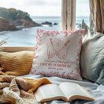 Toile De Jouy Personnalisée Housse d'Oreiller avec Noms Décoration d'Intérieur Cadeau d'Anniversaire pour Couple Famille