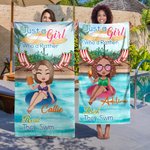 Personalized Cartoon Character Pool Vacation Soft Quick Dry Beach Towel with Name Summer Holiday Party Birthday Gift for Women