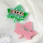 Personalized Inlaid Pearl Ivy Sorority Pin Badge with Name Initiation Ceremonie Gift for Sorors