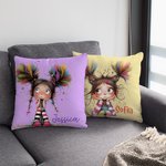 Fodera per cuscino personalizzata con nome e disegno di ragazza carina e stravagante regalo per compleanni e occasioni speciali per ragazze e donne