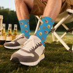 Personalized Pretzel Beer 1-2 Face Photos Soft Breathable Crew Mid-Calf Socks Beer Festival Party Gift for Bartenders Drinkers