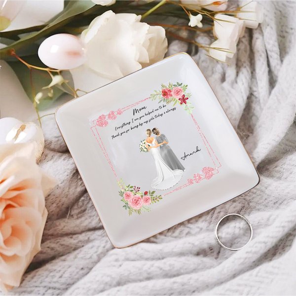 Personalized Mother and Bride Cartoon Character Trinket Jewelry Dish with Name Home Decor Wedding Bridal Appreciation Gift for Bride Mom