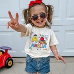 Personalized Pencil Apple Notebook Design Initial 100% Cotton Kid T-shirt with Name Back to School Birthday Gift for Boys Girls