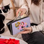 Personalized Birthday Cake Balloon Cartoon Girl PU Leather Zipper Wallet with Name Number and Wrist Strap Birthday Anniversary Gift for Girls Women