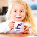 Personalized Witch Frank Pumpkin Initial 12 oz Colorful Rim Enamel Mug with Name Party Daily Use Halloween Holiday Gift for Boys Girls