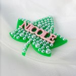 Personalized Inlaid Pearl Ivy Sorority Pin Badge with Name Initiation Ceremonie Gift for Sorors