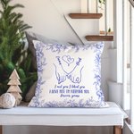 Toile De Jouy Personnalisée Housse d'Oreiller avec Noms Décoration d'Intérieur Cadeau d'Anniversaire pour Couple Famille