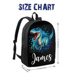 Zaino personalizzato 3D Cartoon Dinosaur Multicolore con nome Regalo di compleanno per bambini e studenti per il ritorno a scuola