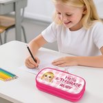 Personalized Cartoon Character Double Layer Pencil Case with Name and Text School Supplies Back to School Birthday Gift for Teacher Children