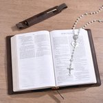 Personalised Cross Bible Verse PU Leather Bible Cover Case with Name and Pen Holder Birthday Religious Baptism Gift for Christians