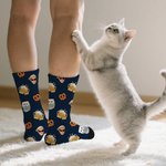 Personalized Pretzel Beer 1-2 Face Photos Soft Breathable Crew Mid-Calf Socks Beer Festival Party Gift for Bartenders Drinkers