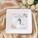 Personalized Mother and Bride Cartoon Character Trinket Jewelry Dish with Name Home Decor Wedding Bridal Appreciation Gift for Bride Mom