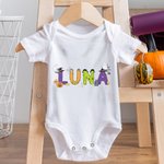 Personalized Cute Ghost Pumpkin Alphabet 100% Cotton Kid T-shirt Baby Bodysuit with Name Welcome Halloween Costume Holiday Gift for Kids