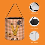 Personalised Spooky Pumpkin Witch Monster Bat Initial Grid Trick or Treat Bag Sweets Bucket with Name Halloween Party Favors for Boys Girls