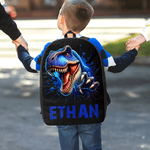 Zaino personalizzato 3D Cartoon Dinosaur Multicolore con nome Regalo di compleanno per bambini e studenti per il ritorno a scuola