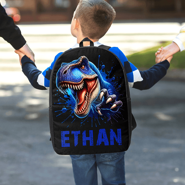 Personlig 3D Cartoon Dinosaurie Multicolor Ryggsäck med namn Tillbaka till skolan Födelsedagspresent för barn Studenter