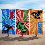 Toalla de playa personalizada de gran tamaño y secado rápido para deportes extremos con nombre Accesorios de vacaciones Regalo de cumpleaños para los amantes de las carreras deportivas