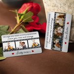 Personalized I Love You Now And Always Videotape 3 Photos Wallet Card with Text  Anniversary Gift for Boyfriend Husband