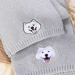 Personalised Embroidered Pet Face Photo Soft Warm Scarf with Name Fashion Accessory Birthday Gift for Pet Owner Lover